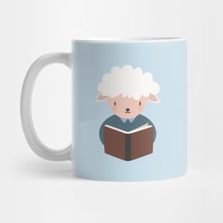 Whimsical Sheep Reading T-Shirt Mug